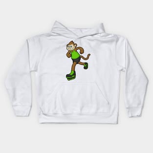 Monkey as Skater with Inline skates Kids Hoodie